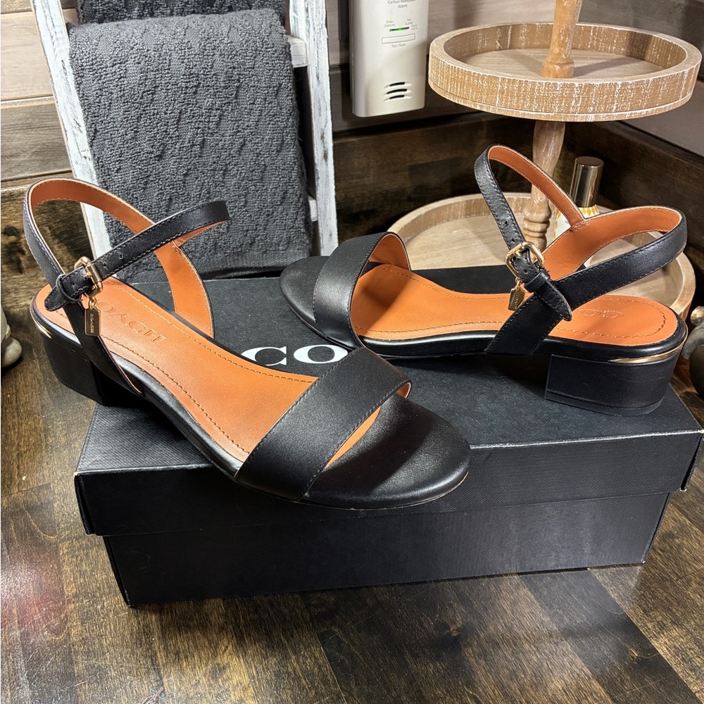 COACH IDA 35 Leather Sandal G4869 Black Size 7 - Picture 7 of 14
